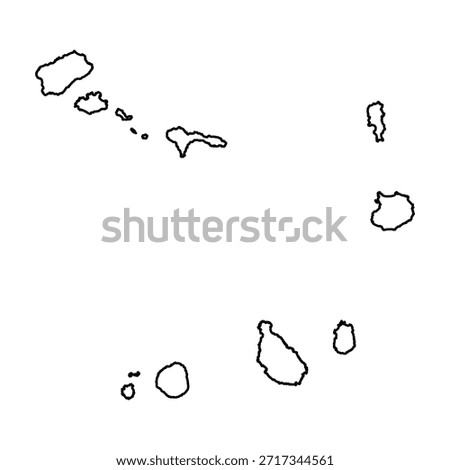 Black Outline Sketch Map of Cape Verde Country