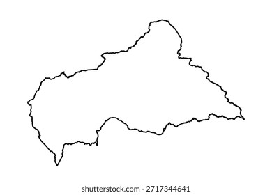Mapa de esboço preto do país República Centro-Africana