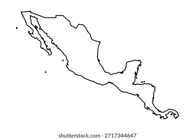 Mapa de esboço preto da América Central País