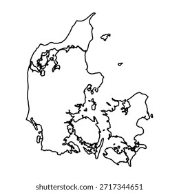 Mapa de esboço preto da Dinamarca País