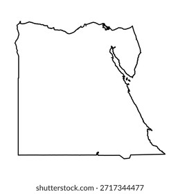 Black Outline Sketch Map of Egypt Country
