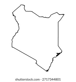Black Outline Sketch Map of Kenya Country