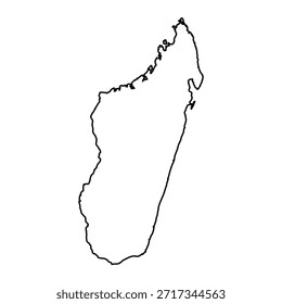 Black Outline Sketch Map of Madagascar Country