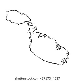 Mapa de esboço preto de Malta País