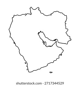 Black Outline Sketch Map of Middle East Country