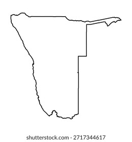 Black Outline Sketch Map of Namibia Country