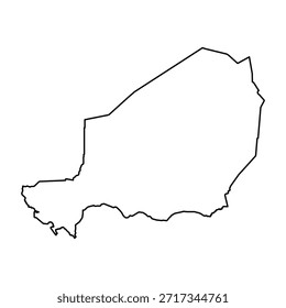 Black Outline Sketch Map of Niger Country