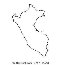 Black Outline Sketch Map of Peru Country