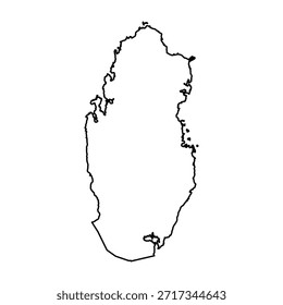 Black Outline Sketch Map of Qatar Country