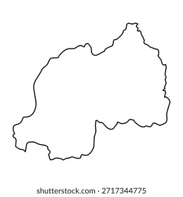 Esbozo negro Mapa de Ruanda Country