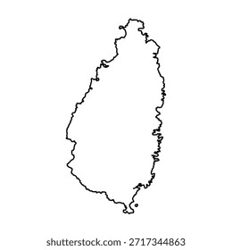Black Outline Sketch Map of Saint Lucia Country