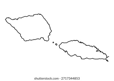 Black Outline Sketch Map of Samoa Country