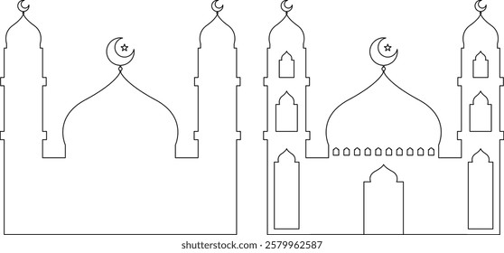 Black Outline Small Mosque Collection