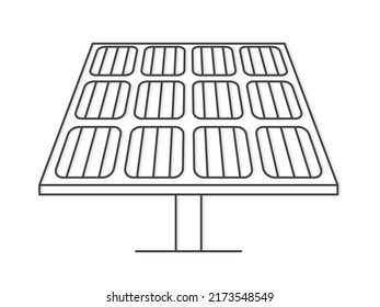 black outline of solar panel cell, clean sustainable, renewable power energy- vector illustration