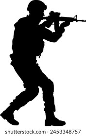 Schwarzer Umriss eines Soldaten ohne Hintergrund