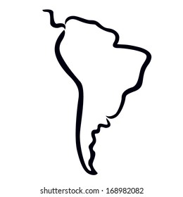 Black Outline Of South America Map