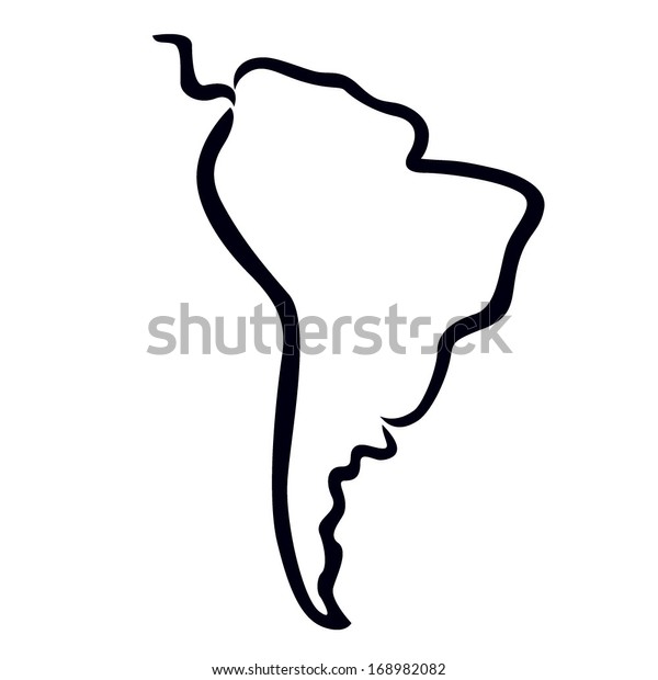 Black Outline South America Map Stock Vector Royalty Free 168982082