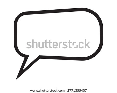 Black outline speech bubble graphic design element for chat communication or dialog box message icon.