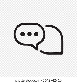 Ícone de Contorno Preto de Bolhas de Fala. Ícone de Chat de Comunicação em Plano de Fundo Transparente. Vetor eps 10