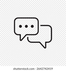 Black Outline Speech Bubbles Icon. Communication Chat Icon on Transparent Background. Vector eps 10