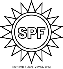 Black Outline SPF Sunscreen Active Ingredients Icon for Beauty Products
