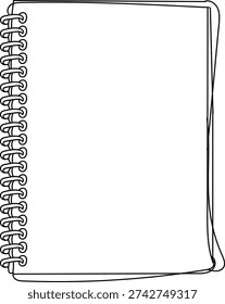 Black outline of a spiral bound notebook page border