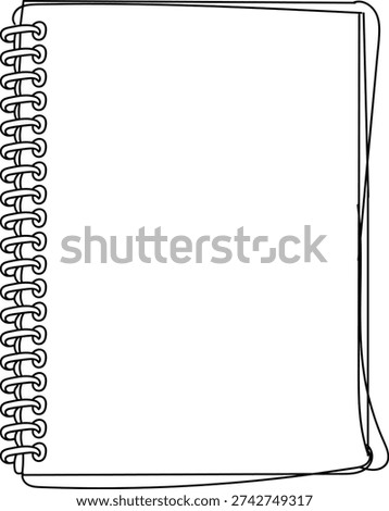 Black outline of a spiral bound notebook page border