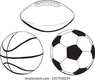Black outline of sport balls