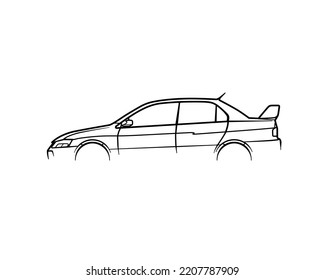 black outline sports car silhouette for logo. Vector illustrations