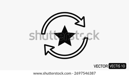 A black outline of a star inside a circular arrow symbol, indicating a refresh or repeat action associated with a star.
