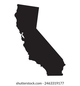 A black outline of the state of California