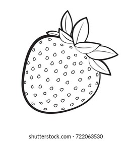 Black Outline Strawberry Fruit-vector Drawing