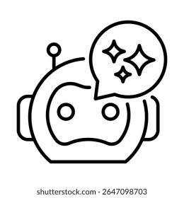 Estilo de contorno preto do ícone do assistente do AI. Assistente virtual, Chatbot, Ferramentas de produtividade, Tecnologia AI, Automação de tarefas, Suporte digital, ícone Smart Assistant.Outline.