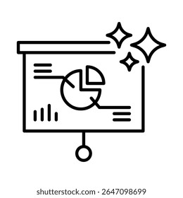 Estilo de contorno preto do AI Presentation Maker Icon. Criação Automatizada de Slides, Apresentações Digitais, Ferramentas de IA, Aprendizagem Automática, Design de Apresentação, Ícone Smart Content Creation.Outline.