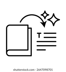 Black outline style of AI Summarizer Icon. Automated Text Summarization, AI Technology, Content Reduction, Natural Language Processing, Digital Solutions, Writing Efficiency.Outline icon.