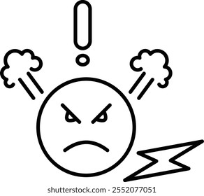 Black outline style Anger Icon