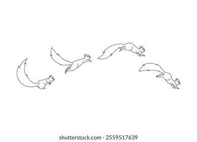 black outline style jumping squirrel motion vector