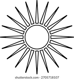 Esquema negro con rayos triangulares afilados y luz de estrella de círculo central