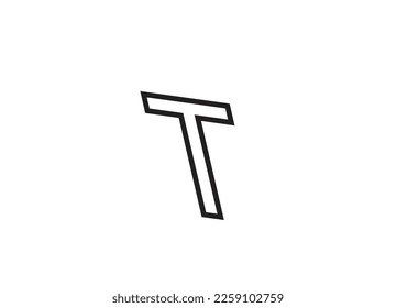 Diseño del logotipo de la letra T de contorno negro con un vector libre de regalías. Esquema de diseño de logotipo de letras T. Imagen vectorial. Diseño del logotipo de la letra de contorno gráfico vectorial T.
