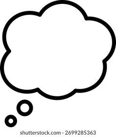 a black outline thought speech bubble icon