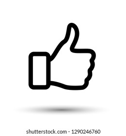 Black outline Thumb up icon isolated on white background. Vector line Like symbol
