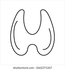 Black outline of a thyroid gland on white background