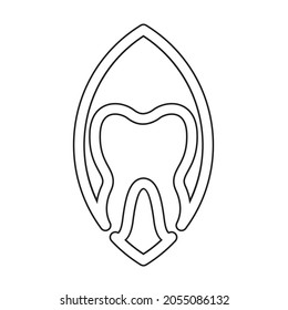 black outline tooth vector icon