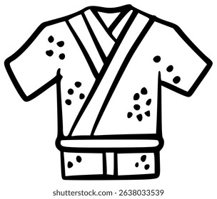 Black outline traditional Japanese kimono robe.