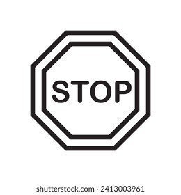 black outline Traffic sign stop sign icon vector . Prohibition sign. Vector illustration. on white background