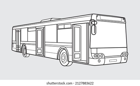 Black Outline Transport Illustration Bus Front Stock Vector (Royalty ...