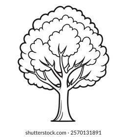 black outline of tree drawing icon on white background