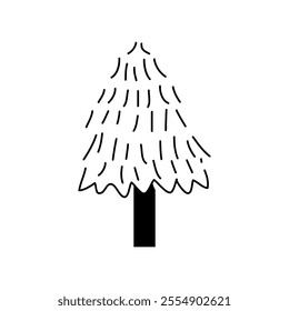 black outline tree icon. handrawn christmas tree element stock