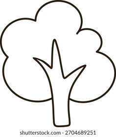 Black outline tree icon on transparent background