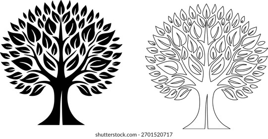 Árboles de Ilustraciones de árboles negros y de contorno